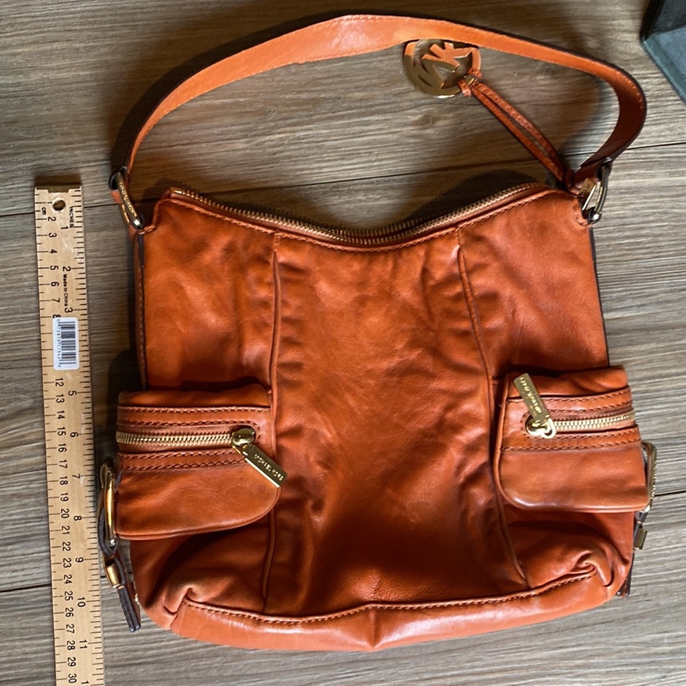👜MICHAEL KORS Leather Collection - Burnt Orange Shoulder Bag - Picture 11 of 13
